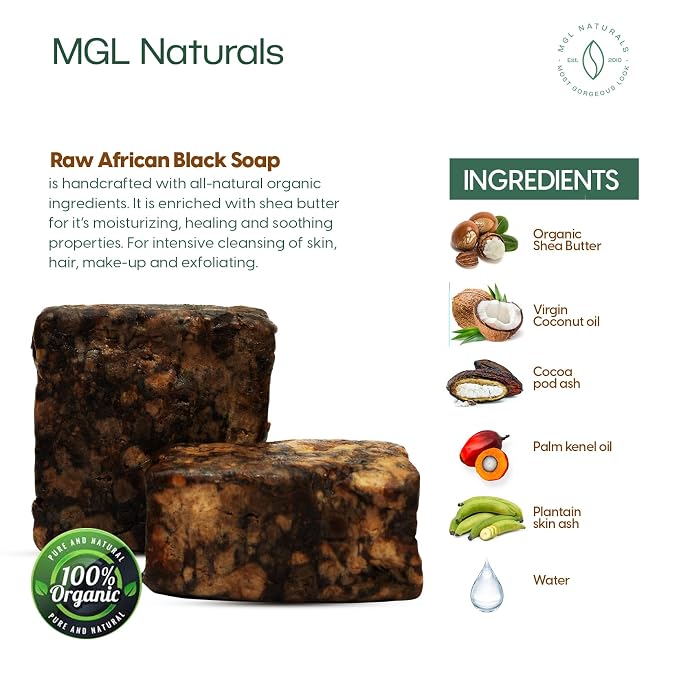MGL Naturals Raw African Black Soap 5 lb bulk handmade from Ghana, Africa | - Image 3