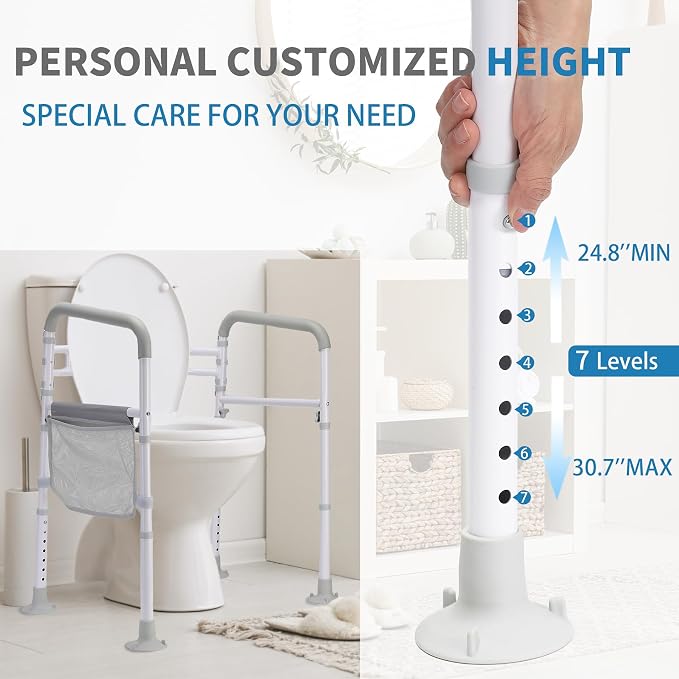 Toilet Safety Rails – Adjustable, Foldable Toilet Handle Frame - Image 3