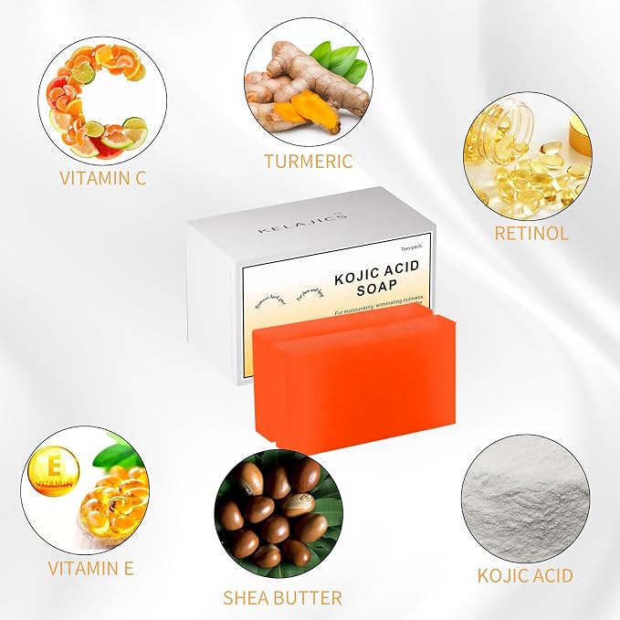 Kojic Acid Soap Bars with Retinol, Vitamin C, Fresh Orange Scent - Image 3