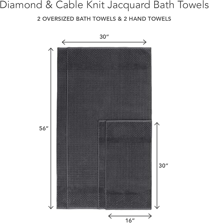 Texere 100% Organic Cotton Diamond Jacquard 700 GSM Luxury Bath Towel Sets - Image 6