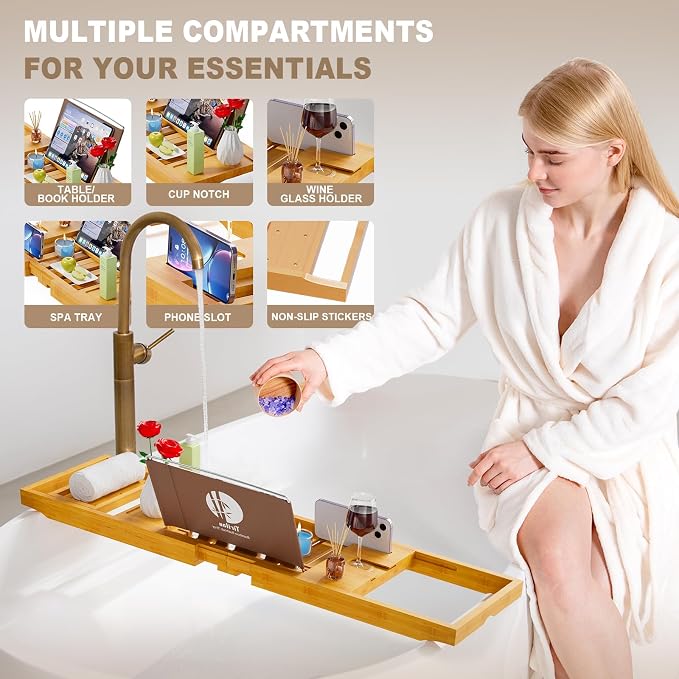 Yirilan Bathtub Trays for Tub, Bath Tray, Foldable Bathtub Caddy - Image 3