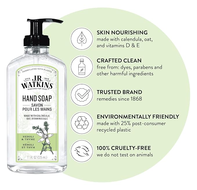 J.R. Watkins Gel Hand Soap, 3 Pack of 11 Fl Oz, Neroli & Thyme - Image 3