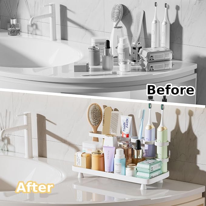 Electric Toothbrush Holder for Bathroom Countertop 5 Metal Slots Toothpaste - Image 4