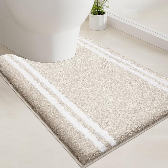 PURRUGS Bathroom Rug Non-Slip Machine Washable 20" x 24" U-Shaped, Super by PURRUGS