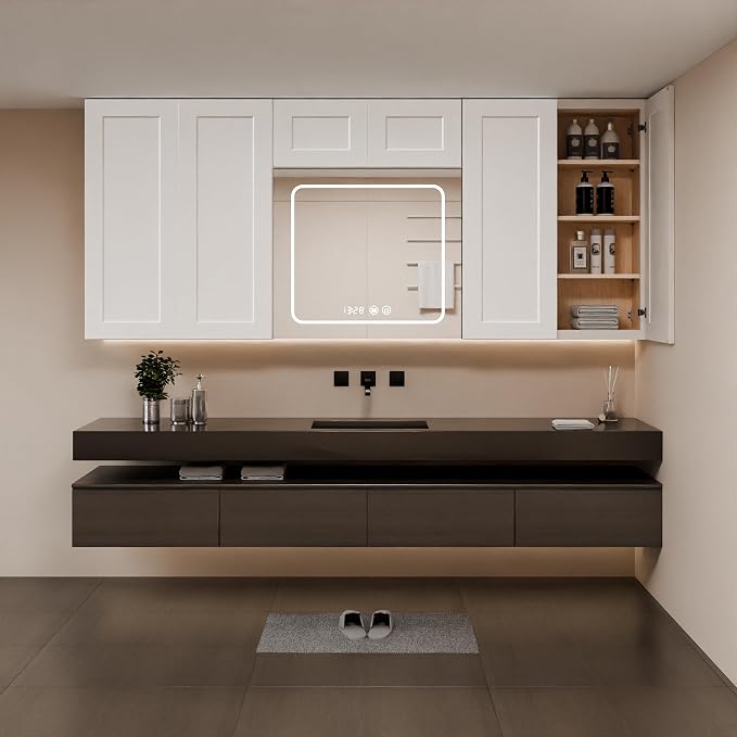 33 Inch Laundry Room Cabinets Wall Mounted, Solid Wood Over The Toilet Storage - Image 2