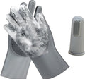 Pet Grooming Gloves with Dog Finger Toothbrush – Silicone Deshedding Mitts by Unknown