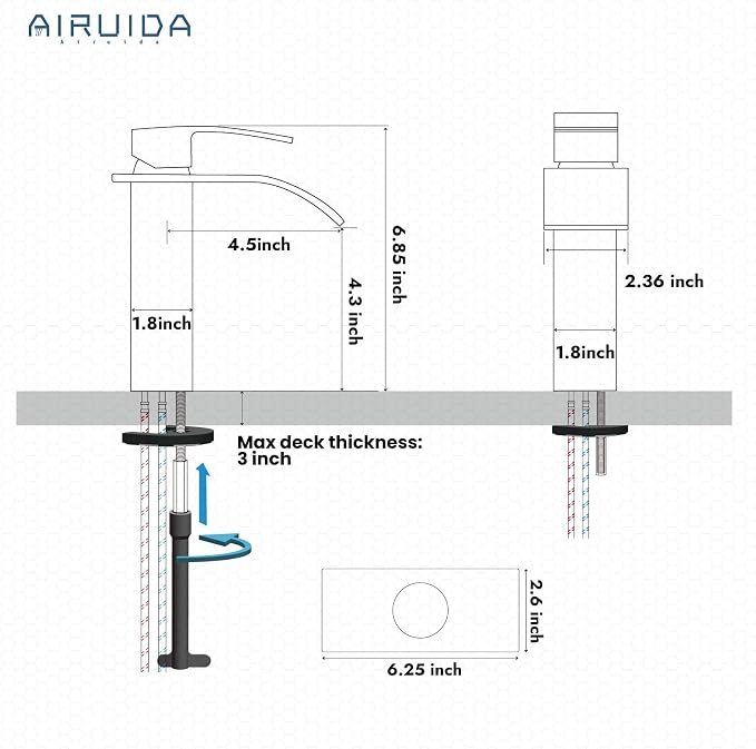 Airuida Waterfall Bathroom Faucet Brushed Nickel Single Handle Single Hole - Image 6