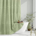 Green Shower Curtain 78 Inches Long Boho Shower Curtain Chic Tufted Chevron by TURKIO