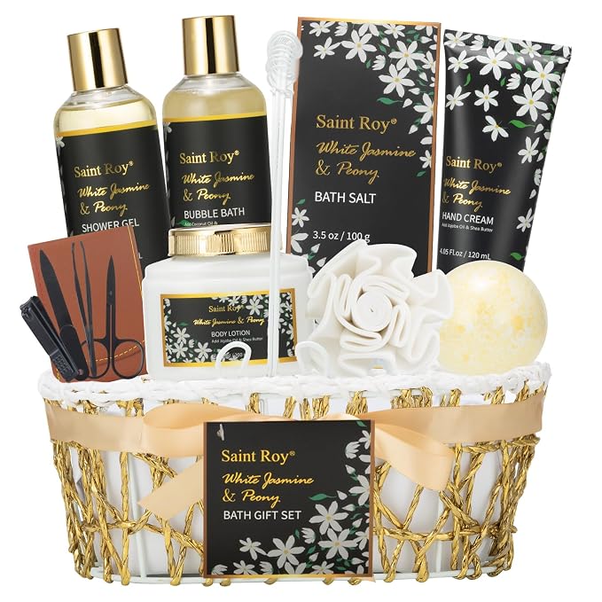 Spa Gift Basket Set for Woman, Bath and Body Gift Basket for Women Gifts by SaintRoy