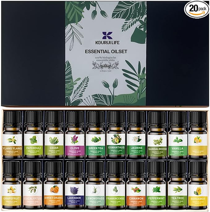 Essential Oils Set of 20x10ml, 100% Organic Essential Oil, Ylang Ylang by KOURUILIFE