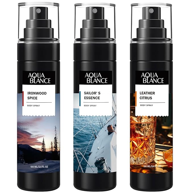 Body Spray for Men, Mens Body Refreshing Spray, Long Lasting, Each 3.4 Fl Oz by AQUABLANCE