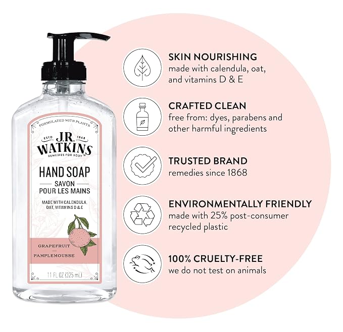 J.R. Watkins Gel Hand Soap, 3 Pack of 11 Fl Oz, Grapefruit - Image 2