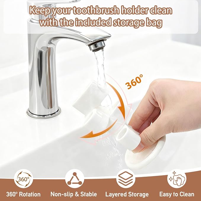 2 Pack 360° Rotating Toothbrush Holder - Image 3