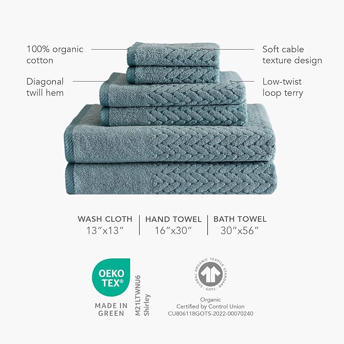 Texere 100% Organic Cotton Cable Jacquard 650 GSM Luxury Towel Sets - Image 5