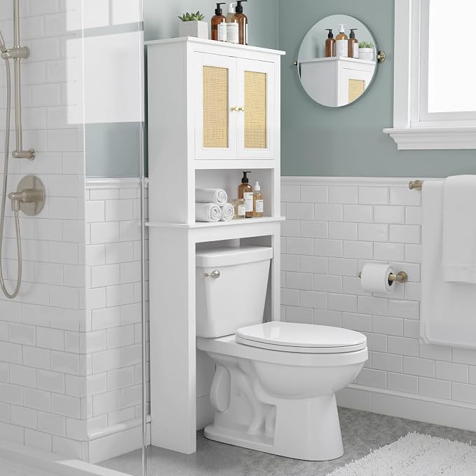 Over The Toilet Storage Cabinet, Behind Toilet Bathroom Organizer - Image 7