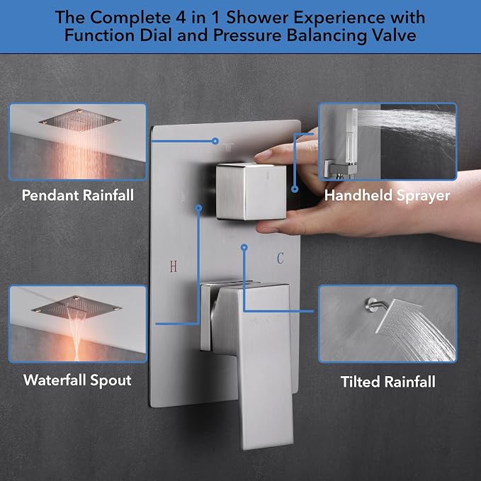 VANFOXLE Shower Faucet Set Brushed Nickel Shower System, Shower Faucet - Image 5