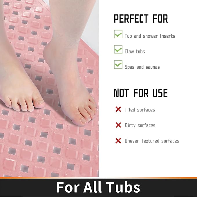 Yimobra Bathtub Mat Non Slip, Super Strong Suction Cups, 27.5"x15.5" Long - Image 4