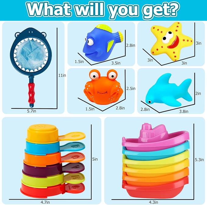 17 PCS Baby Bath Toys for Kids Ages 1-3, Mold Free No Hole Bathtub Toys - Image 6