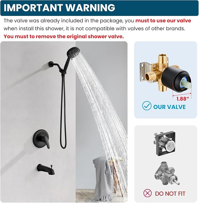 gotonovo Bathroom Shower Head Kit High Pressure Combo System Shower Faucet 6 - Image 2
