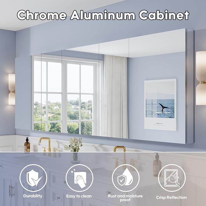 WELLFOR 104" x 36" Bathroom Medicine Cabinet - Image 3