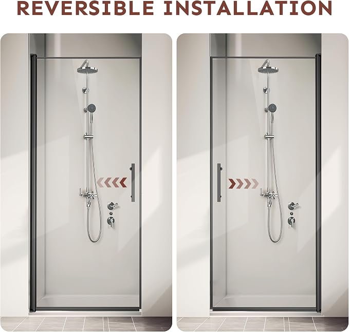 36-Inch Black Shower Door – 72" Height – 115° Opening – Magnetic Seal – - Image 3