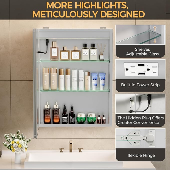 LED Bathroom Mirror 20 * 26 Stepless Dimmable Wall Mirrors - Image 4