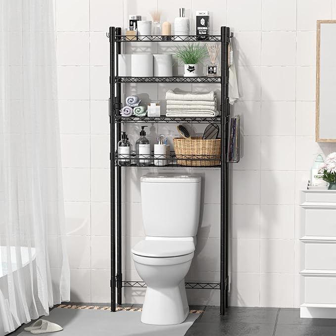 Over Toilet Bathroom Organizer, Adjustable 4-Tier Over The Toilet Storage Shelf - Image 5