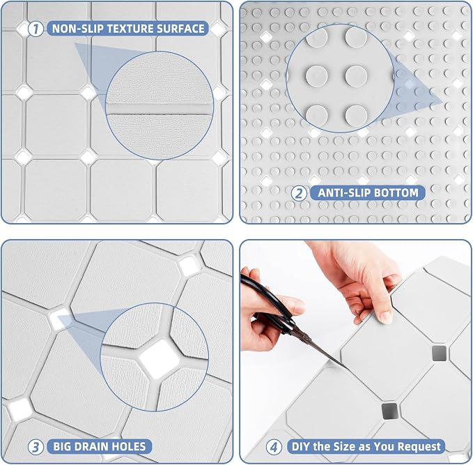 Shower Mat Non Slip 21"x21" Silicone Foldable Bath Mat - Image 5