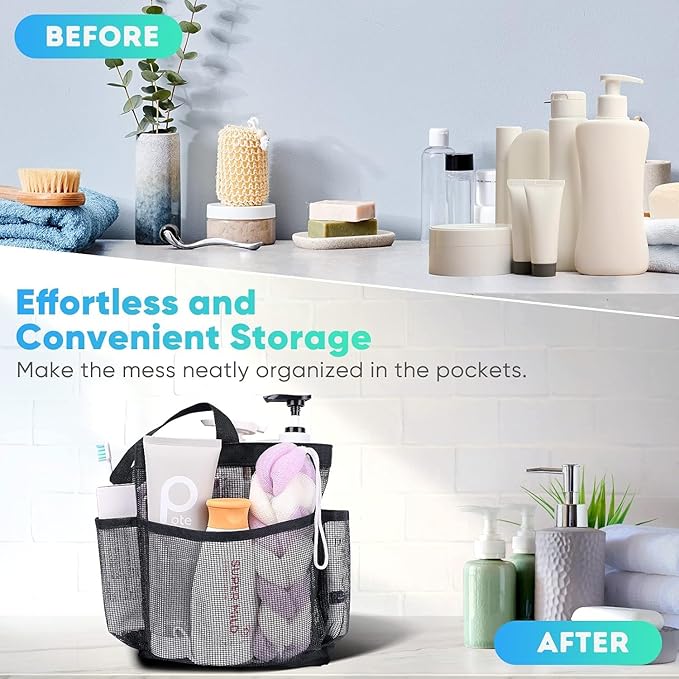 Mesh Shower Caddy Portable for College Dorm Room Essentials, Hanging Shower - Image 3