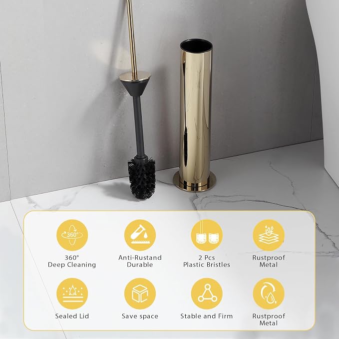 BGL Toilet Brush and Holder Set, Heavy Duty 304 Stainless Steel, Round Base and - Image 7