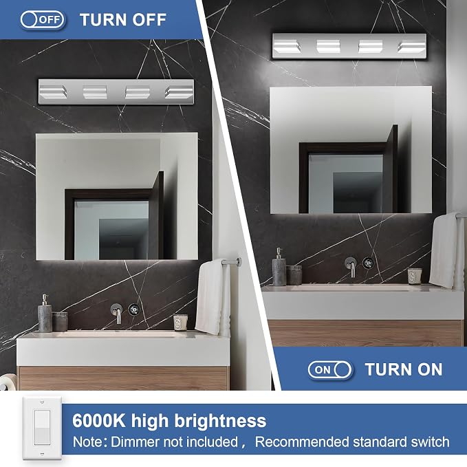 Modern LED Bathroom Lights Fixtures, Stainless Steel Chrome Acrylic Wall - Image 4