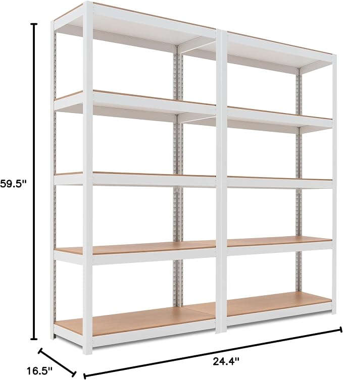 HOMEDANT House 5 Tier Laminated Metal Shelving Unit Adjustable Storage Utility - Image 2