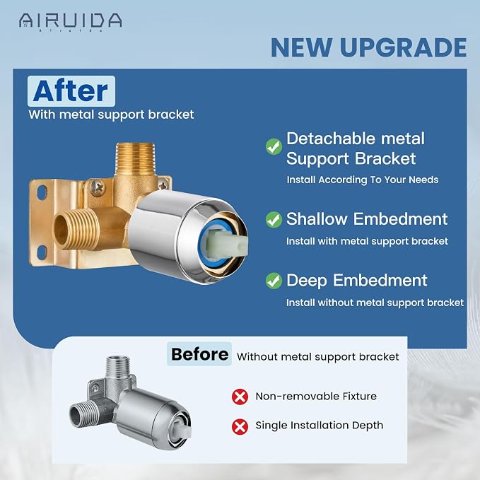Airuida Shower Faucet Set Bathroom Rain Shower System SUS304 Stainless Steel - Image 5