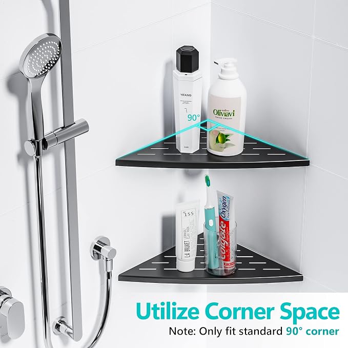 Corner Shower Shelf Matte Black, 304 Stainless Steel 11.5” Recessed Corner - Image 6
