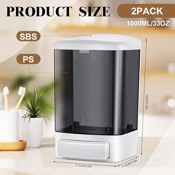 Hushee 2 Pcs Commercial Soap Dispenser Wall Mounted Manual Soap Dispenser - Image 2