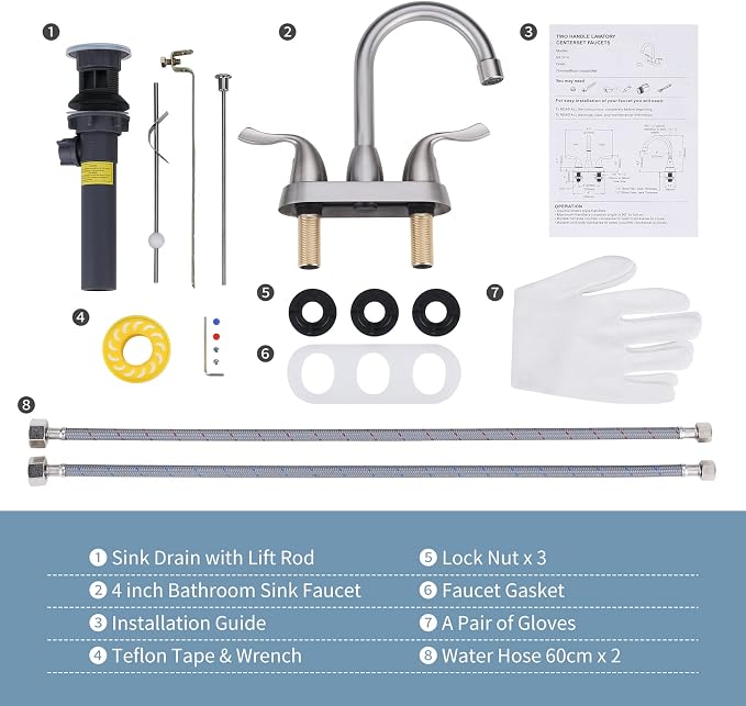 ARCORA 2 Handle Modern Bathroom Faucet Brushed Nickel, 4 Inch Centerset - Image 7
