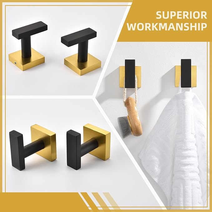 Angle Simple Bathroom Towel Hook 2 Pack, SUS 304 Stainless Steel Bath Robe Coat - Image 8