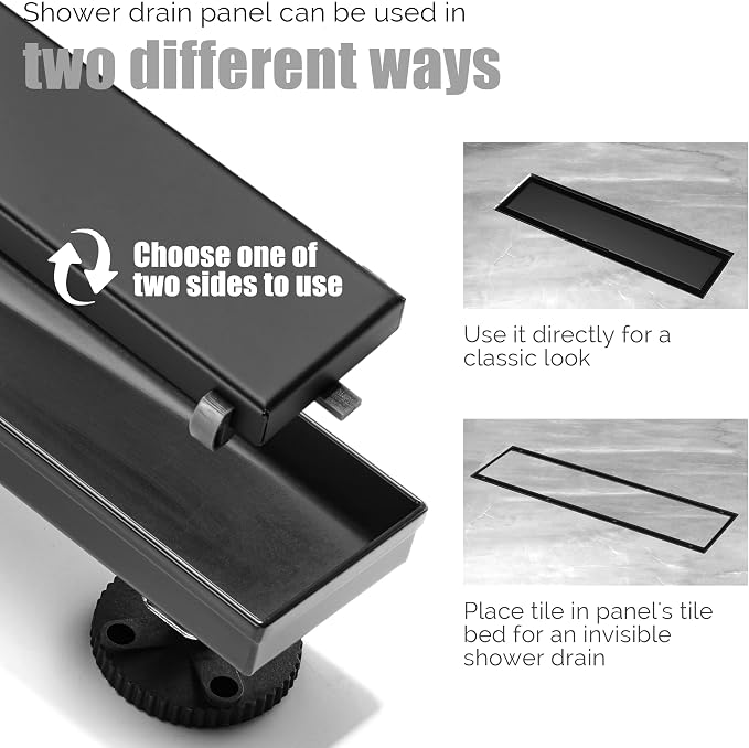 HEATGENE Linear Shower Drain 24-Inch, Stainless Steel Rectangle Shower Floor - Image 4