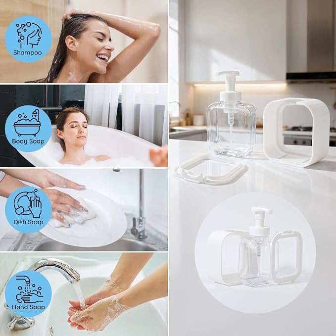 Segbeauty 10.1oz Foam Hand Soap Dispenser, Plastic Body Soap Shampoo Shower - Image 5