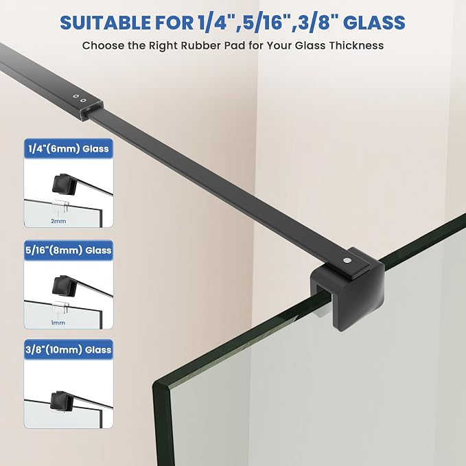 Shower Door Glass Support Bar, 26.96" to 48.54" Adjustable Stainless Steel - Image 6