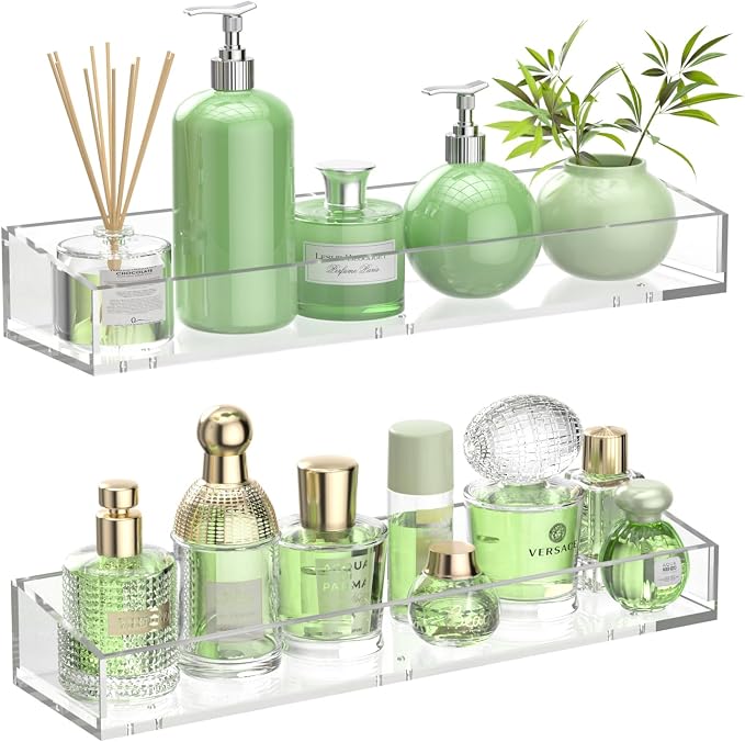 2PCS Acrylic Floating Shelves for Wall, Bathroom Shelf by Unknown