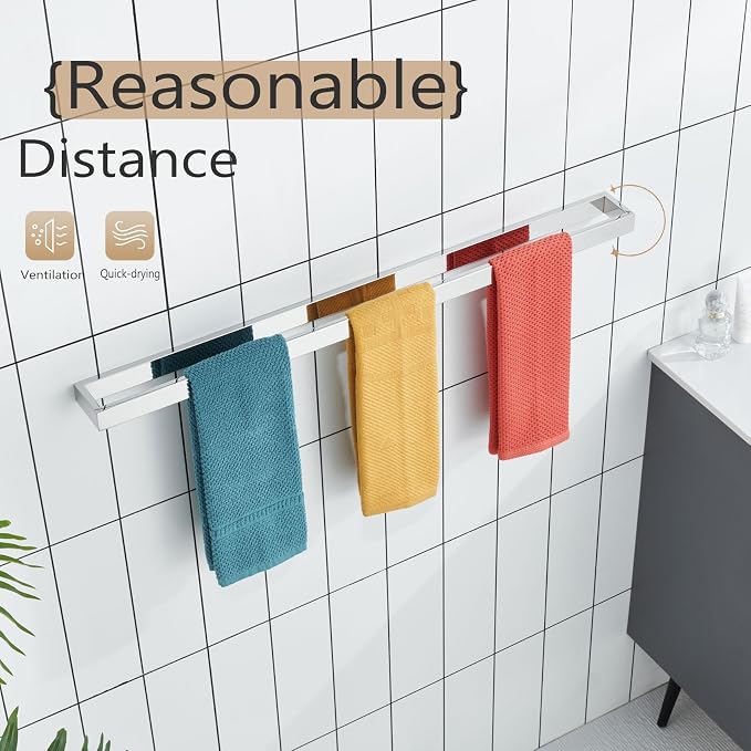 KOKOSIRI Towel Holder Chrome Bath Towel Bar Rack 32-Inch Kitchen Holder - Image 8