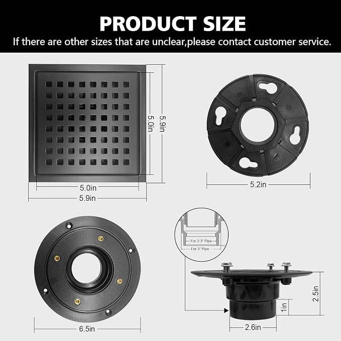 6 Inch Square Shower Drain - Image 3