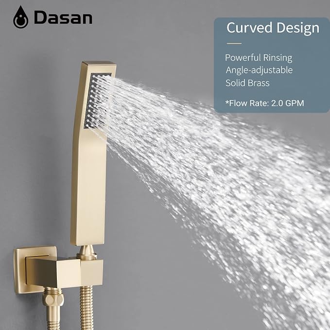 DASAN Tub Shower Faucets Sets Complete Brushed Gold Bathtub Shower System - Image 4