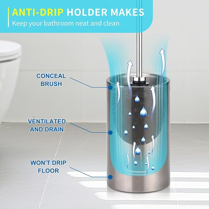 Toilet Bowl Brush and Holder Solid Long Handle Toilet Brush - Image 4