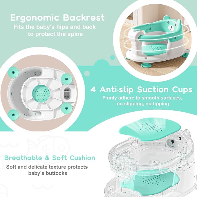 Baby Bath Seats for Babies 6 Months & Up, Infant Bath Chair for Newborn Sitting - Image 3