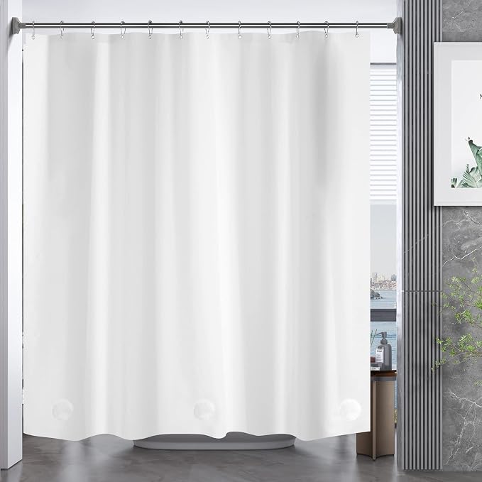 AmazerBath Plastic Shower Curtain, 72 x 65 Inches PEVA Heavy Duty White Shower - Image 9