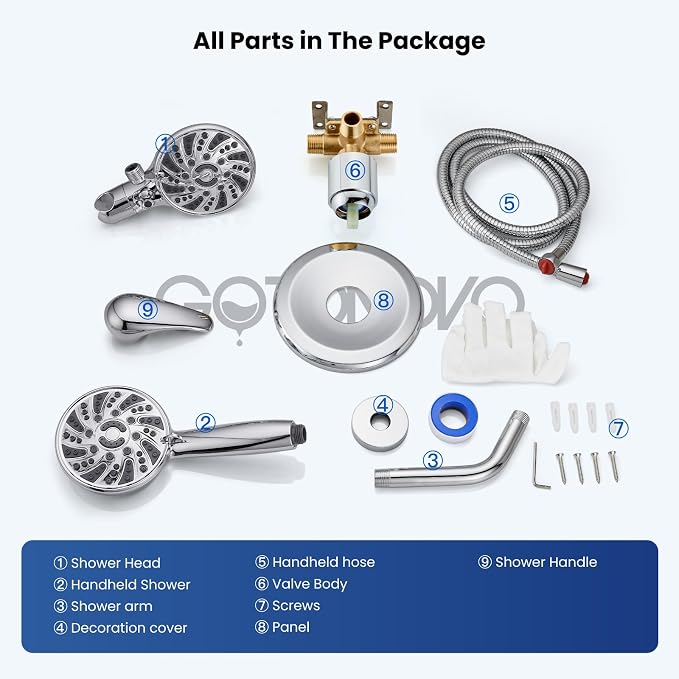 gotonovo Dual 2 in 1 Shower Head Kit High Pressure Combo System Shower Faucet 6 - Image 9