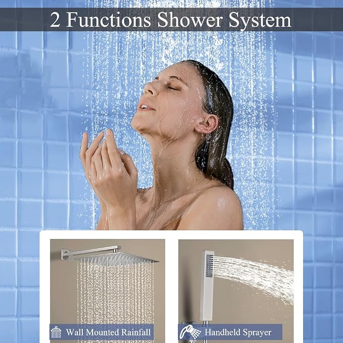 Shower Faucet Set 16 Inch Wall Mount Rain Shower System, All Metal Shower - Image 3