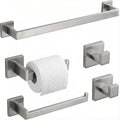 5 Piece Bathroom Hardware Set Brushed Nickel, SUS304 Stainless Steel Towel Bar by Unknown